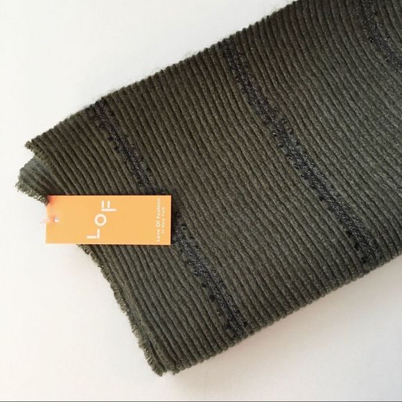 Dusty Olive Green Acrylic Ribbed Infinity Scarf - Picture 6 of 6